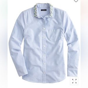J crew jeweled Peter Pan Oxford boy shirt blue 4